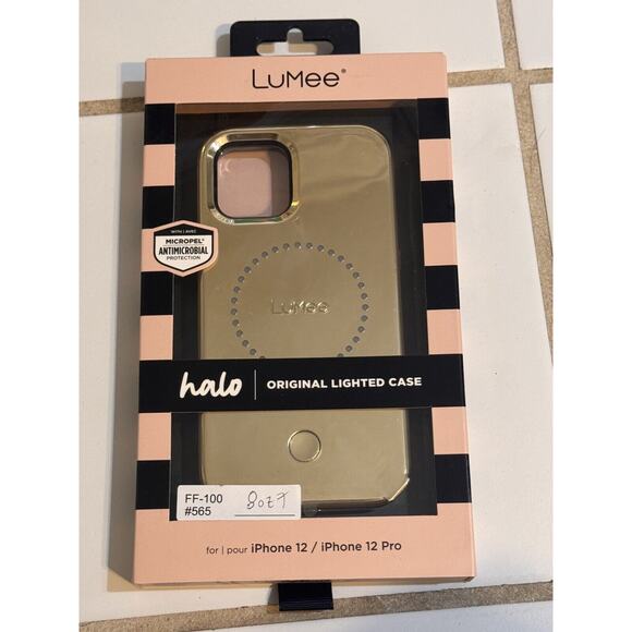 LuMee x Paris Hilton Halo Lighted Phone Case iPhone 12/ 12 Pro Gold Metallic NIB - Picture 2 of 7